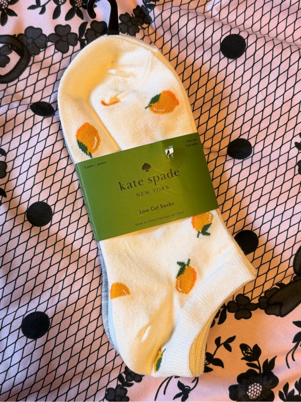 Kate Spade 3-Pack Low -Cut Socks: Lemon Print